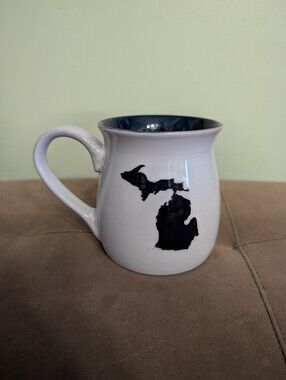 White Ceramic Mug with Black Michigan Silhouette - Home Dining